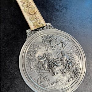 Vintage Zinn-Becker German pewter medallion engraved wall hanging
